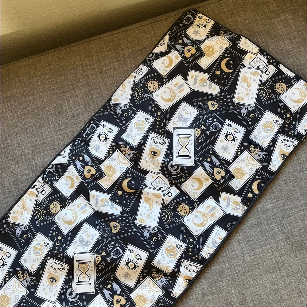 Celestial Table Runner Moon Sun Black Cat Neutral Tarot Magic